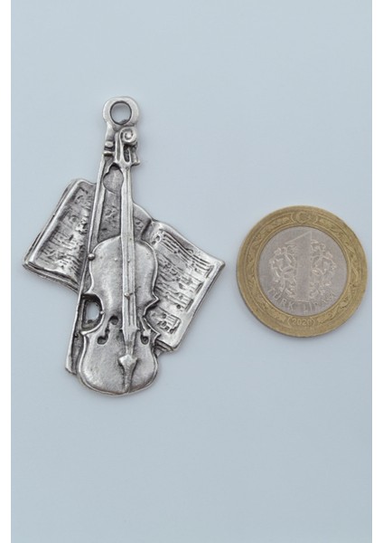 Keman - Nota Defteri Gümüş Kaplama Kolye Ucu modelleri