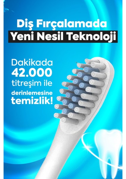 Şarjlı Sonic Elektrikli Diş Fırçası, 42.000 Titreşim, 6 Mod, 3+1 Başlık, Ipx7 Su Geçirmez fiyatları