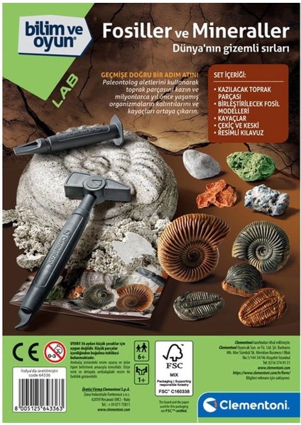 64336 Bilim ve Oyun - Fosiller ve Mineraller Kazı Seti fırsatları