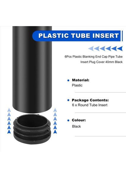 6pcs Plastik Blanking Uç Kapak Boru Tüpü Takma Tapa Kapak 40MM Siyah (Yurt Dışından) fırsatları