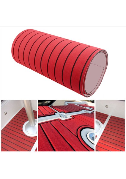 Kendi Yapışkan Eva Köpük Tik Döşeme Yat Deniz Döşeme Sentetik Tekne Zemin Mat 2400X450X6MM Kırmızı (Yurt Dışından)