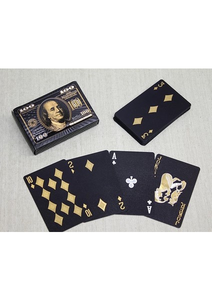 Altın Dolar Tasarımlı Siyah Iskambil Oyun Kartı