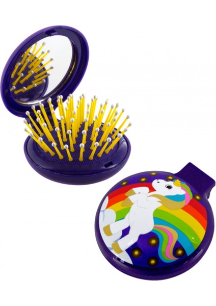 Lady Retro - Katlanabilir Aynalı Saç Fırçası (Unicorn)