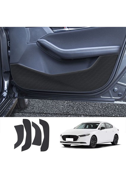Araba Karbon Fiber Deri Kapı Koruyucu Ped Kapısı Tahtası Anti-Tekme Ped Mazda Için Anti-Sert Ped Mat Kapağı 3 Axela 2022+ (Yurt Dışından) modelleri