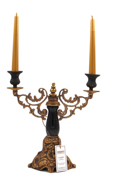 El Yapımı Mermer Taşlı Bronz Şamdan fırsatları