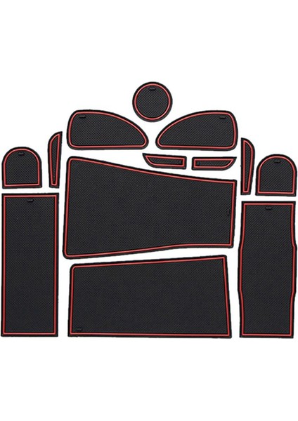 Toyota Prius Için Anti-Slip Kauçuk Kapı Yuvası Kupa Mat 30 XW30 ZVW30 2010-2015 Kapı Groove Mat Aksesuarlar Çıkartmalar Kırmızı (Yurt Dışından)