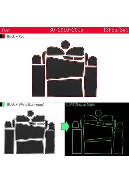 Toyota Prius Için Anti-Slip Kauçuk Kapı Yuvası Kupa Mat 30 XW30 ZVW30 2010-2015 Kapı Groove Mat Aksesuarlar Çıkartmalar Kırmızı (Yurt Dışından) fırsatları