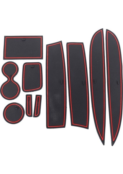 10PCS Araba Stil Renault Clio Için Kırmızı Kapı Groove Mat 4 Iç Dekorasyon Anti-Slip Kapı Yuvası Kupa Ped (Yurt Dışından)