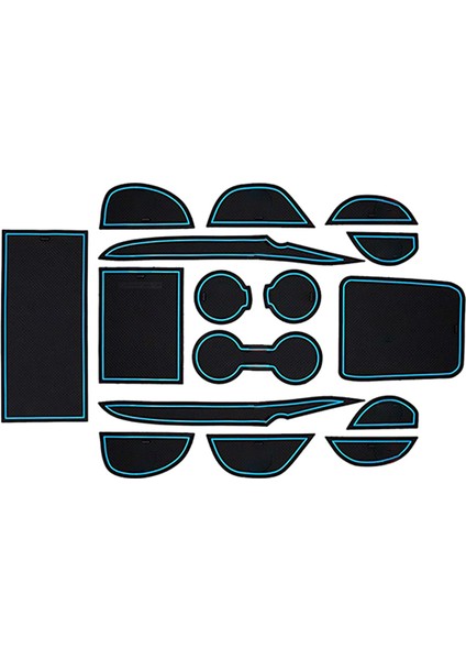 Toyota Prius ve Prius Prime 2016-2018 Için Özel Fit Kupa Tutucu Kapı ve Merkez Konsol Liner Aksesuarları 16-Pc Seti (Mavi Trim) (Yurt Dışından)