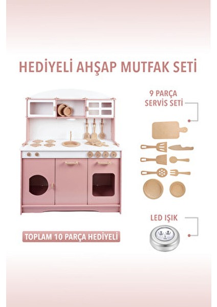 Ahşap Çocuk Mutfak Seti 1 LED 3 Yaş İçin Eğitici Oyuncak Malzeme Özellikleriyle indirimleri
