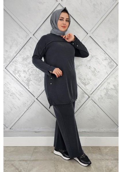 Kadın Taş Detaylı Manşeti Bağcıklı Tesettür Takım fiyatları