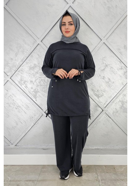 Kadın Taş Detaylı Manşeti Bağcıklı Tesettür Takım modelleri