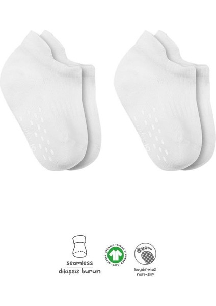 Nessiworld 2'li Sneakers Kaymaz Basic Penye Çorap BS20103 Beyaz Beyaz