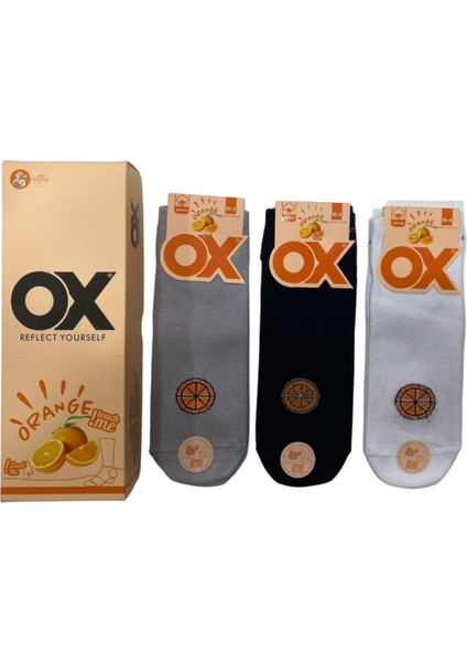 Ox Pamuklu 6'li Portakal Kokulu Renkli Çorap