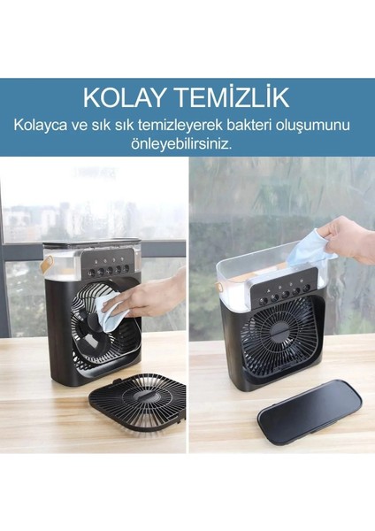Taşınabilir Işıklı 5 Spreyli Vantilatör Buzlu Buharlı Vantilatör Mini Fan Nemlendirici indirimleri