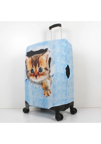 Kumaş Valiz Kılıfı ve Bavul Kılıfı (53-Kedili Jean)