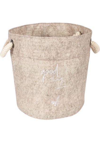 Kulplu Yuvarlak Düzenleyici Çok Amaçlı Kolay Taşınabilen Organizer Keçe Sepet (3'lü Set)