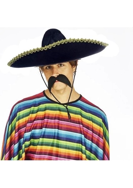 Sombrero Meksika Şapkası Altın Şeritli Yetişkin Boy