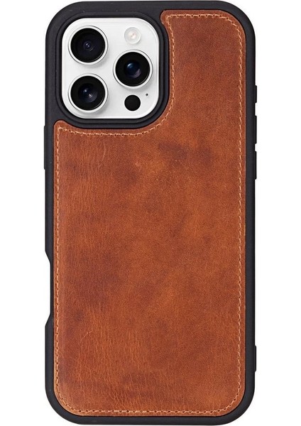 Apple iPhone 16 Pro Uyumlu, Hakiki Deri, El Yapımı, Cüzdanlı Kılıf, Karamel modelleri