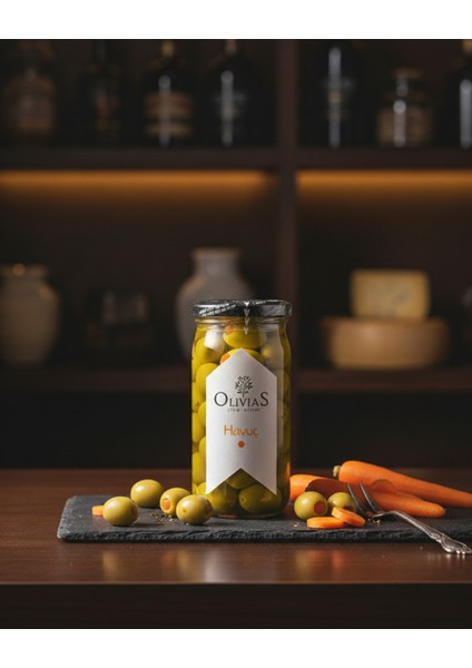 Havuç Dolgulu - Havuçlu Yeşil Zeytin 370 cc (200-220 Gr)