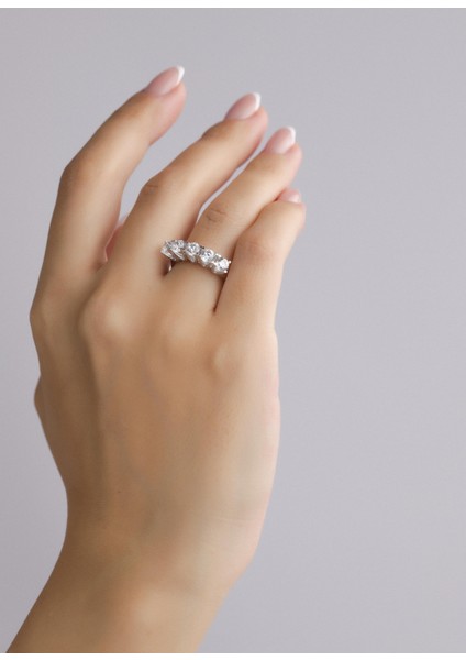 Nar-in Altın Mücevherat Beştaş Beyaz Altın Yüzük 087