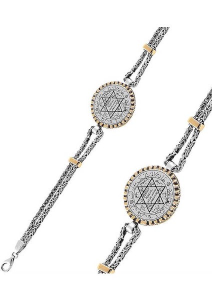 925 Ayar Gümüş Süleyman Mührü Erkek Bileklik T7656 (972972) fiyatları