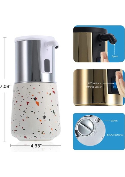 Otomatik Sabun Dağıtıcı Dokunmasız, Seramik Sıvı Sabun Dağıtım, Eller Serbest Bulaşık Dağıtıcı, Ipx6 Su Geçirmez A (Yurt Dışından) modelleri