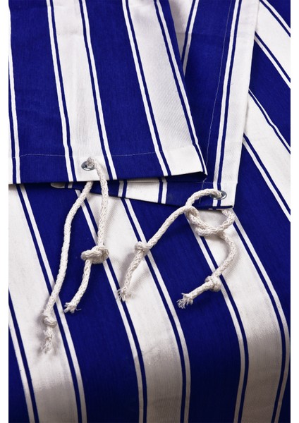 Kalın- Işık Su Geçirmez Düğmeli Kuş Gözlü Bağcık Hediyeli Balkon Perdesi Mavi-Beyaz