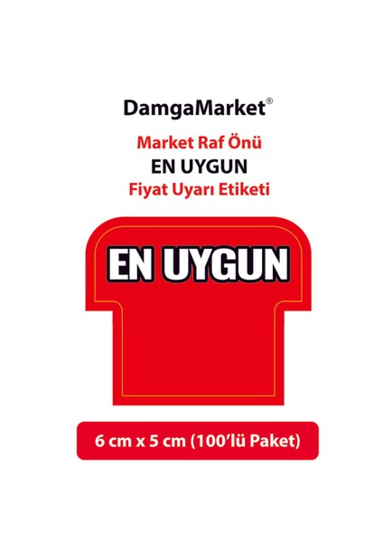 Kırmızı En Uygun Etiketi Kartı Market, Mağaza, Bakkal, Raf ve Etiketi 6X5CM 100'LÜ Paket