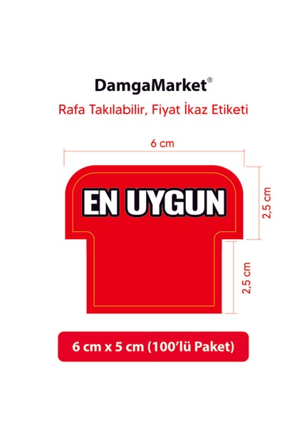Kırmızı En Uygun Etiketi Kartı Market, Mağaza, Bakkal, Raf ve Etiketi 6X5CM 100'LÜ Paket fiyatları