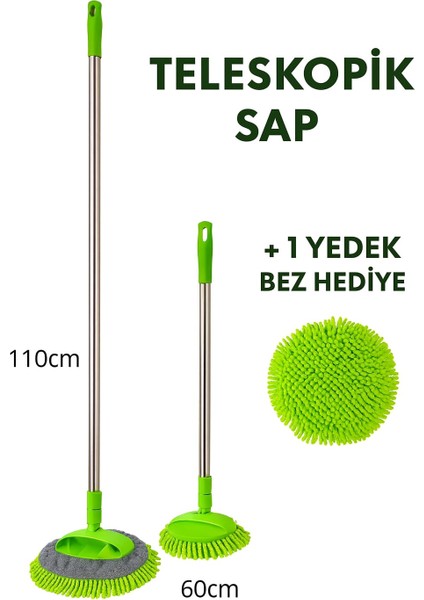 Teleskopik Mikrofiber Oto Yıkama Mop – Araba Yıkama Fırçası +1 Yedek Bez Hediye fiyatları