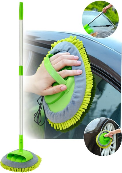 Teleskopik Mikrofiber Oto Yıkama Mop – Araba Yıkama Fırçası +1 Yedek Bez Hediye fırsatları