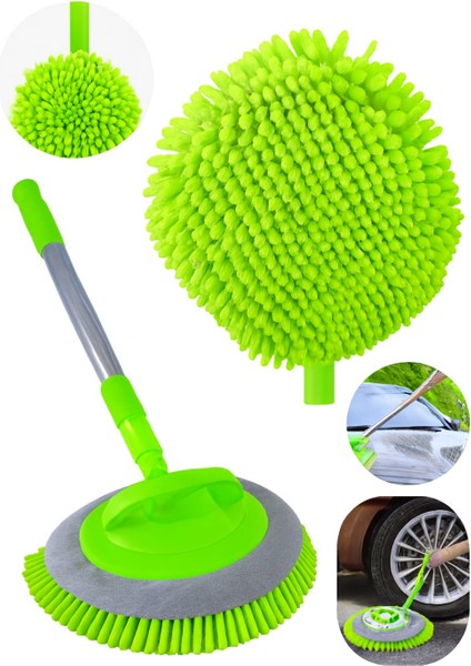 Teleskopik Mikrofiber Oto Yıkama Mop – Araba Yıkama Fırçası +1 Yedek Bez Hediye