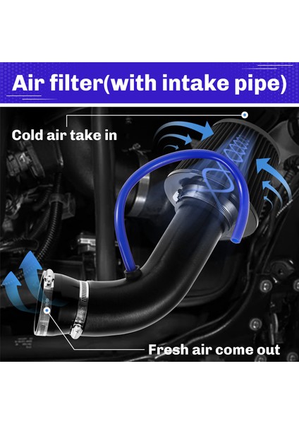 76MM/3 Inçlik Araba Hava Filtresi Giriş Borusu Sistemi Türbini Indüksiyon Kiti Alüminyum Evrensel Kamyon Aksesuarları Siyah (Yurt Dışından) fırsatları
