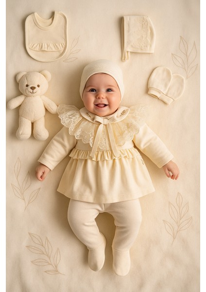 Kız Bebek Yeni Doğan 0-3 Ay Mobil Dantelli Yakalı 5li Hastane Çıkışı Zıbın Seti fırsatları