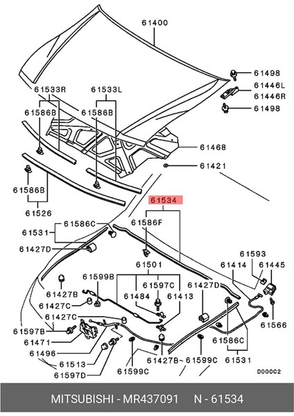 Mitsubishi Montero V75.77W Uzunluğunda Vagon 2000-2006 Arka Kaput Havalı Conta Şeridi MR437091 (Yurt Dışından) fiyatları