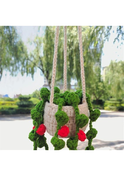 Dikiz Ayna Kolye Sevimli Saksı Bitkileri Tığ Işi Araba Ayna El Örme Bitki Asılı Süslemeler Araba Aksesuarları C (Yurt Dışından) fiyatları