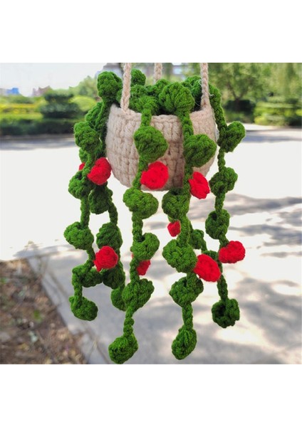 Dikiz Ayna Kolye Sevimli Saksı Bitkileri Tığ Işi Araba Ayna El Örme Bitki Asılı Süslemeler Araba Aksesuarları C (Yurt Dışından) fırsatları