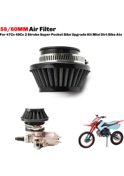 47CC 49CC Süper Cep Bisikleti Yükseltme Kiti Mini Kir Bisiklet Atv Quad Alüminyum Hava Filtresi D Için 58/60MM Motosiklet Hava Filtresi (Yurt Dışından) indirimleri