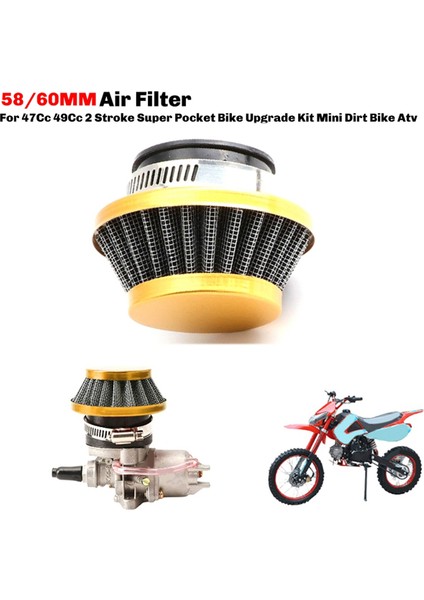 47CC 49CC 49CC Süper Cep Bisikleti Yükseltme Kiti Mini Dirt Bike Atv Quad Alüminyum Hava Filtresi E Için 58/60MM Motosiklet Hava Filtresi (Yurt Dışından) indirimleri