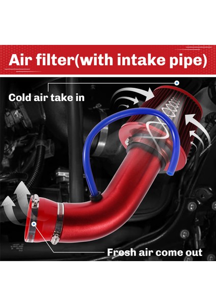 76MM/3 Inçlik Araba Hava Filtresi Giriş Borusu Sistemi Türbini Indüksiyon Kiti Alüminyum Evrensel Kamyon Aksesuarları Kırmızı (Yurt Dışından) fırsatları