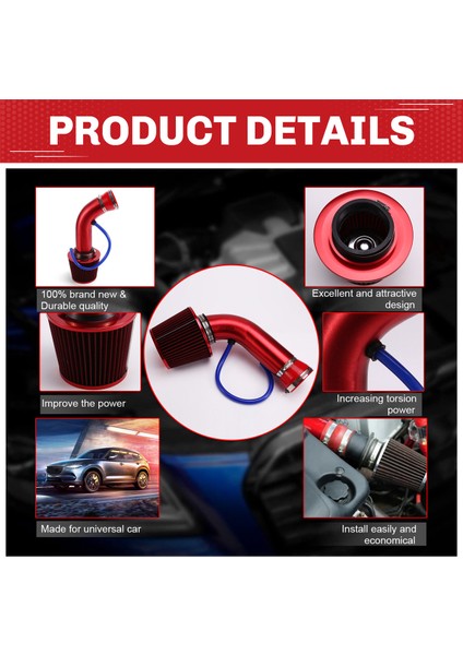 76MM/3 Inçlik Araba Hava Filtresi Giriş Borusu Sistemi Türbini Indüksiyon Kiti Alüminyum Evrensel Kamyon Aksesuarları Kırmızı (Yurt Dışından) indirimleri
