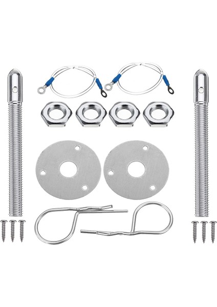 Evrensel Mount Bonnet Hood Pin Kilit Mandal Kiti Yarış Spor Araba Alaşım Gümüş (Yurt Dışından)