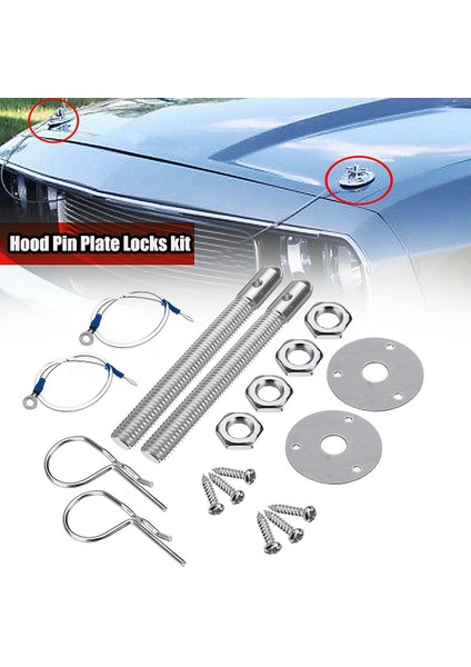 Evrensel Mount Bonnet Hood Pin Kilit Mandal Kiti Yarış Spor Araba Alaşım Gümüş (Yurt Dışından) fırsatları