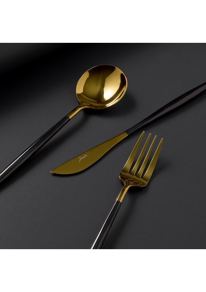Colors 6 Kişilik 30 Parça Siyah Parlak Altın Çatal Kaşık Bıçak Takımı fiyatları