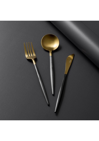 Colors 30 Parça Çatal Kaşık Bıçak Seti Siyah Mat Altın fiyatları