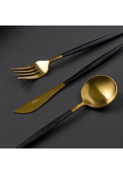 Colors 30 Parça Çatal Kaşık Bıçak Seti Siyah Mat Altın fırsatları