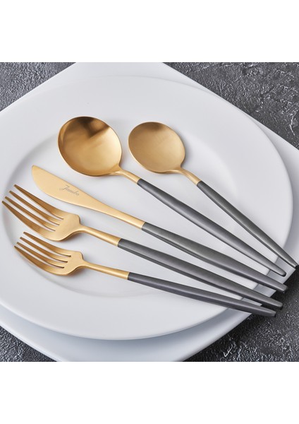 Colors 30 Parça Çatal Kaşık Bıçak Seti Siyah Mat Altın indirimleri