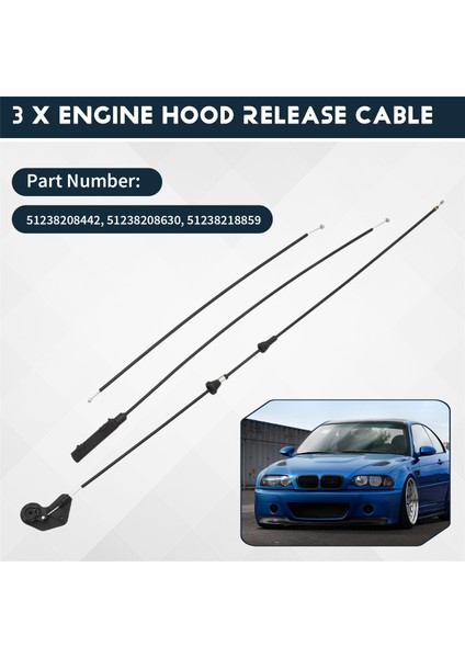 3pcs Motor Hood Bmw E46 320I 323I Bowden Kablosu 98-05 51238208442 (Yurt Dışından) fırsatları