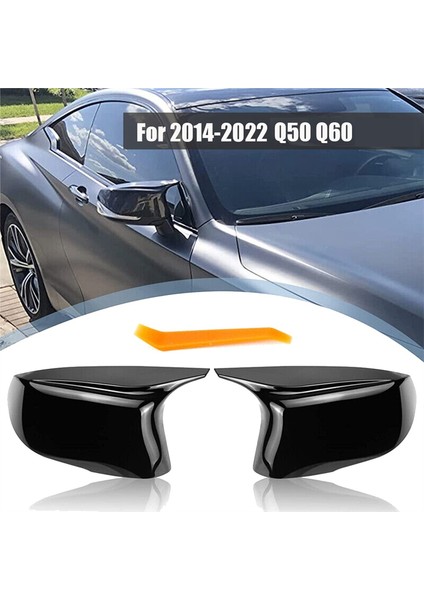 2014-2022 Infiniti Q50 Q60 Parlak Siyah Renkli Arka Görünüm Yan Ayna Kapak Kapağı M Stil Değiştirme (Yurt Dışından) modelleri